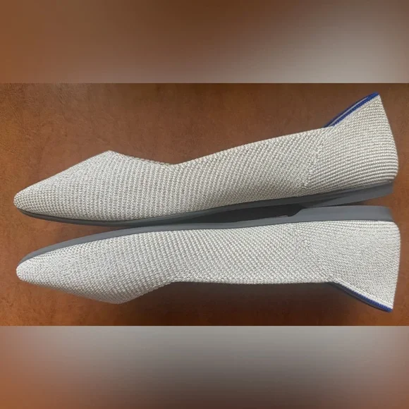 Rothy’s The Point II Diamond Twill Flats Size 8.5 Platinum Pointed Toe NWOB - Picture 10 of 11